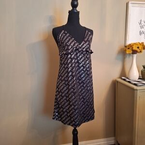 Y2K bebe babydoll nighty slip dress metallic lingerie ruffles S